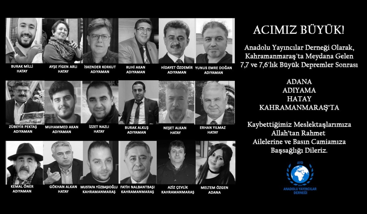 Anadolu Yayıncılar Derneğinden Deprem Kurbanı Gazeteciler İçin Taziye Mesajı