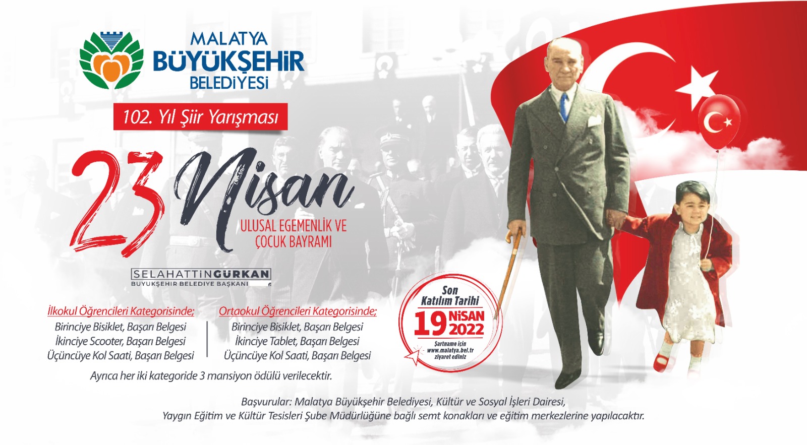 Büyükşehir Belediyesinden 23 Nisan'a Özel Şiir Yarışması