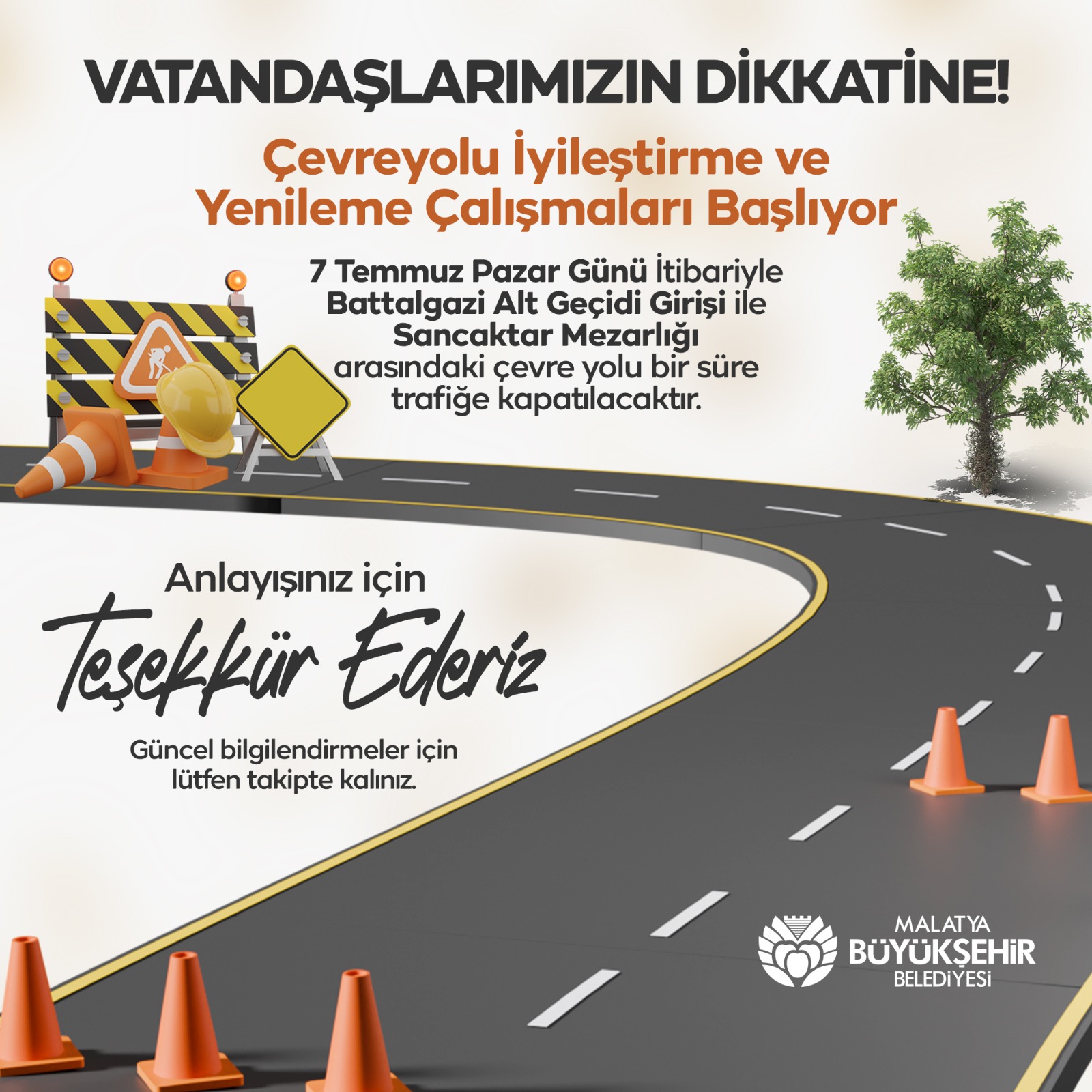 Çevreyolu'nda Yenileme Çalışmaları Başladı