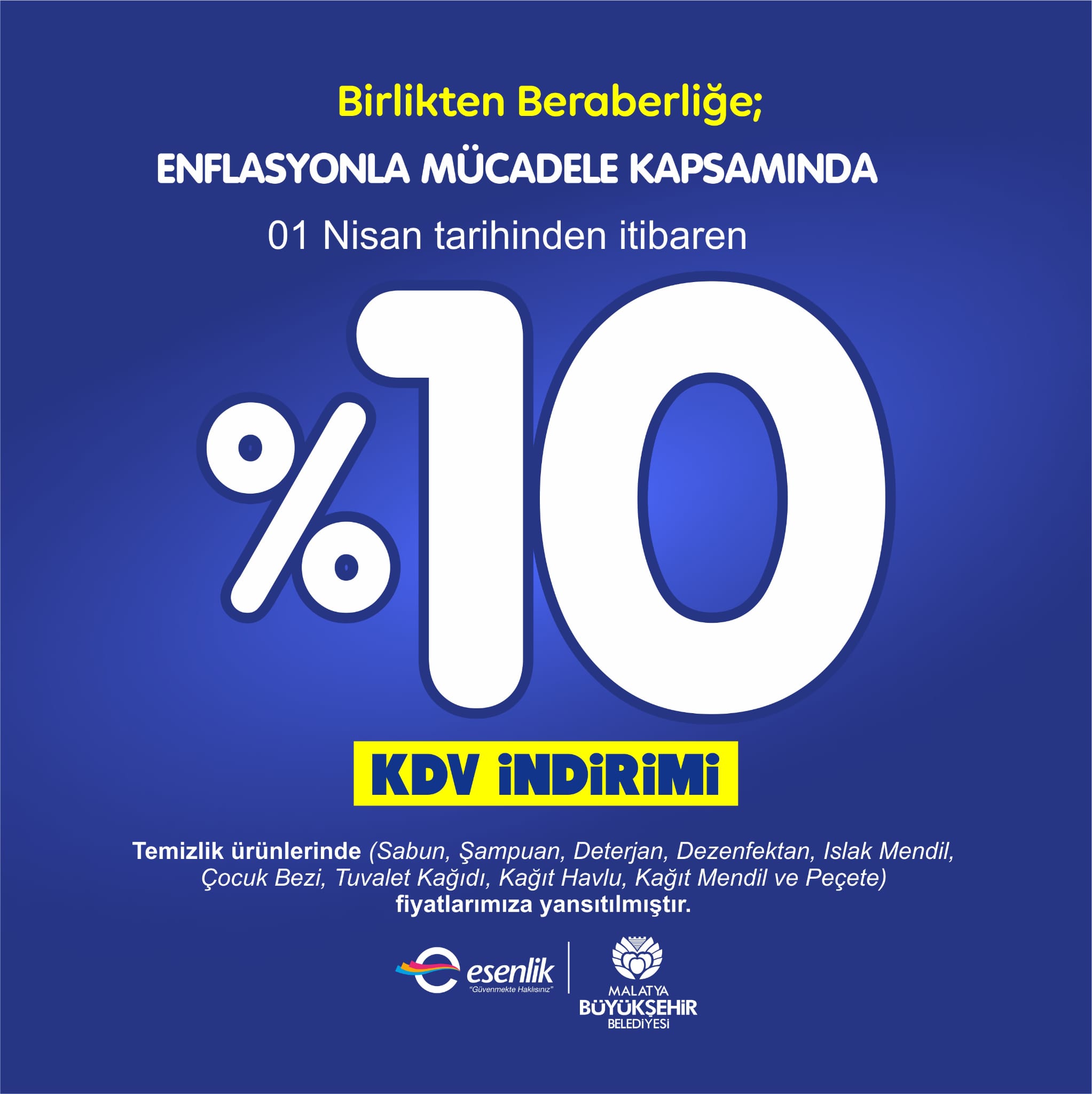 Esenlik'ten Yüzde 10 KDV İndirimi