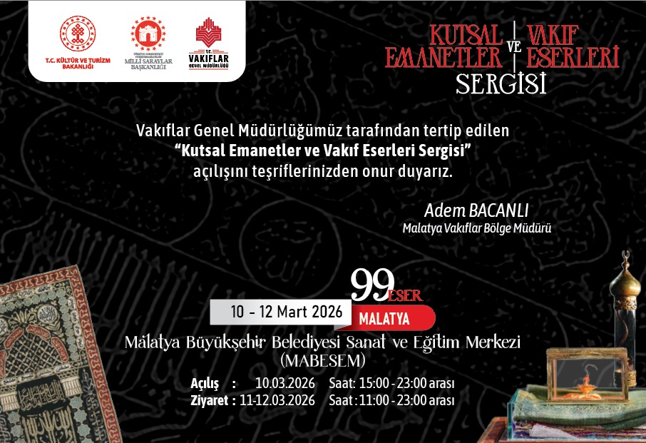 Kutsal Emanetler ve Vakıf Eserleri Sergisi Malatyalılarla Buluşacak