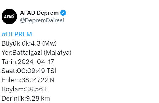 malatya da deprem