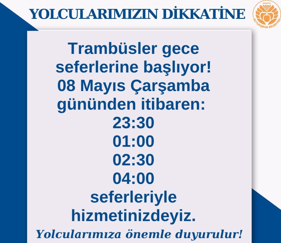 MOTAŞ Gece Seferleri İle Malatyalıların Hizmetinde