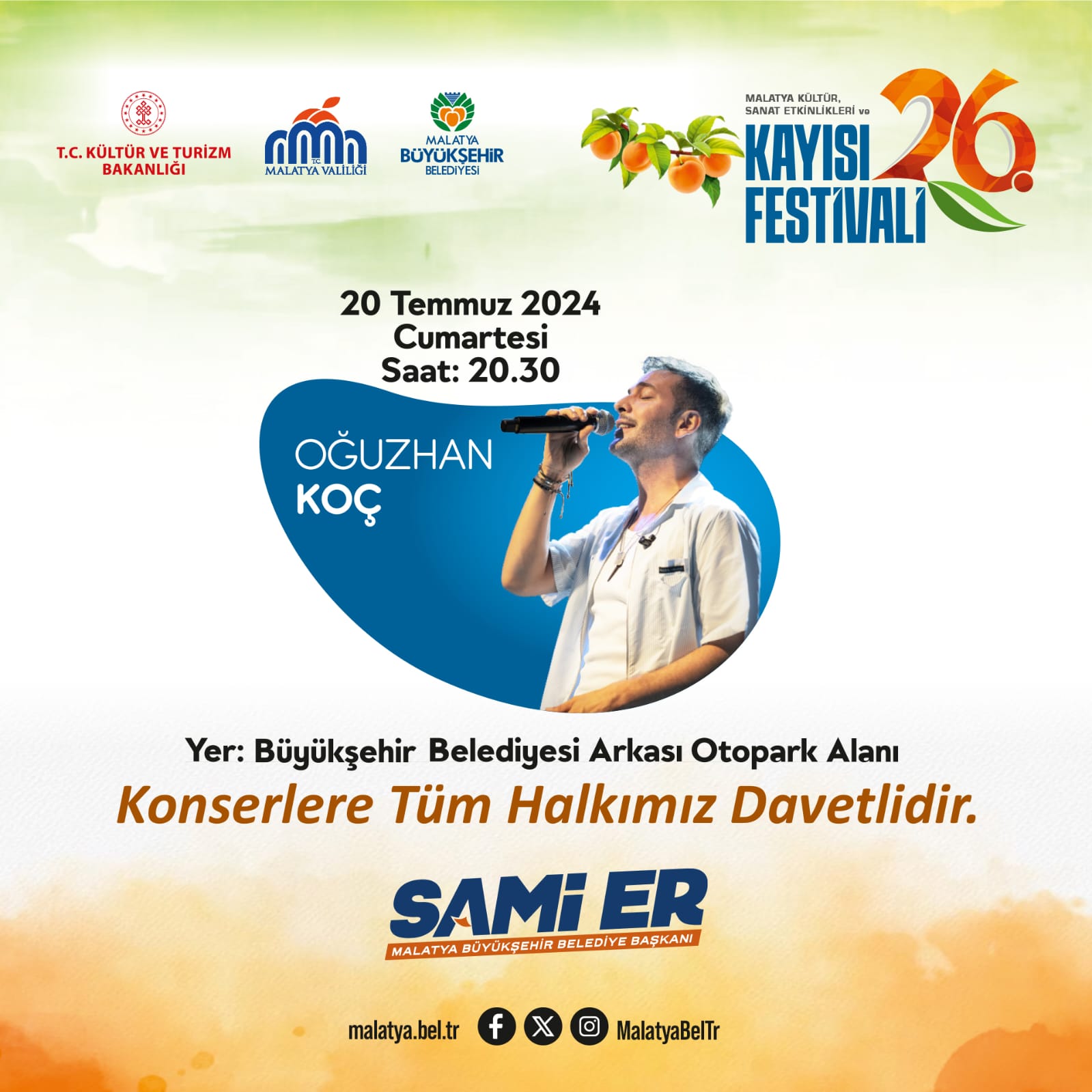 Oğuzhan Koç Bugün 26. Kayısı Festivalinde Sahne Alacak