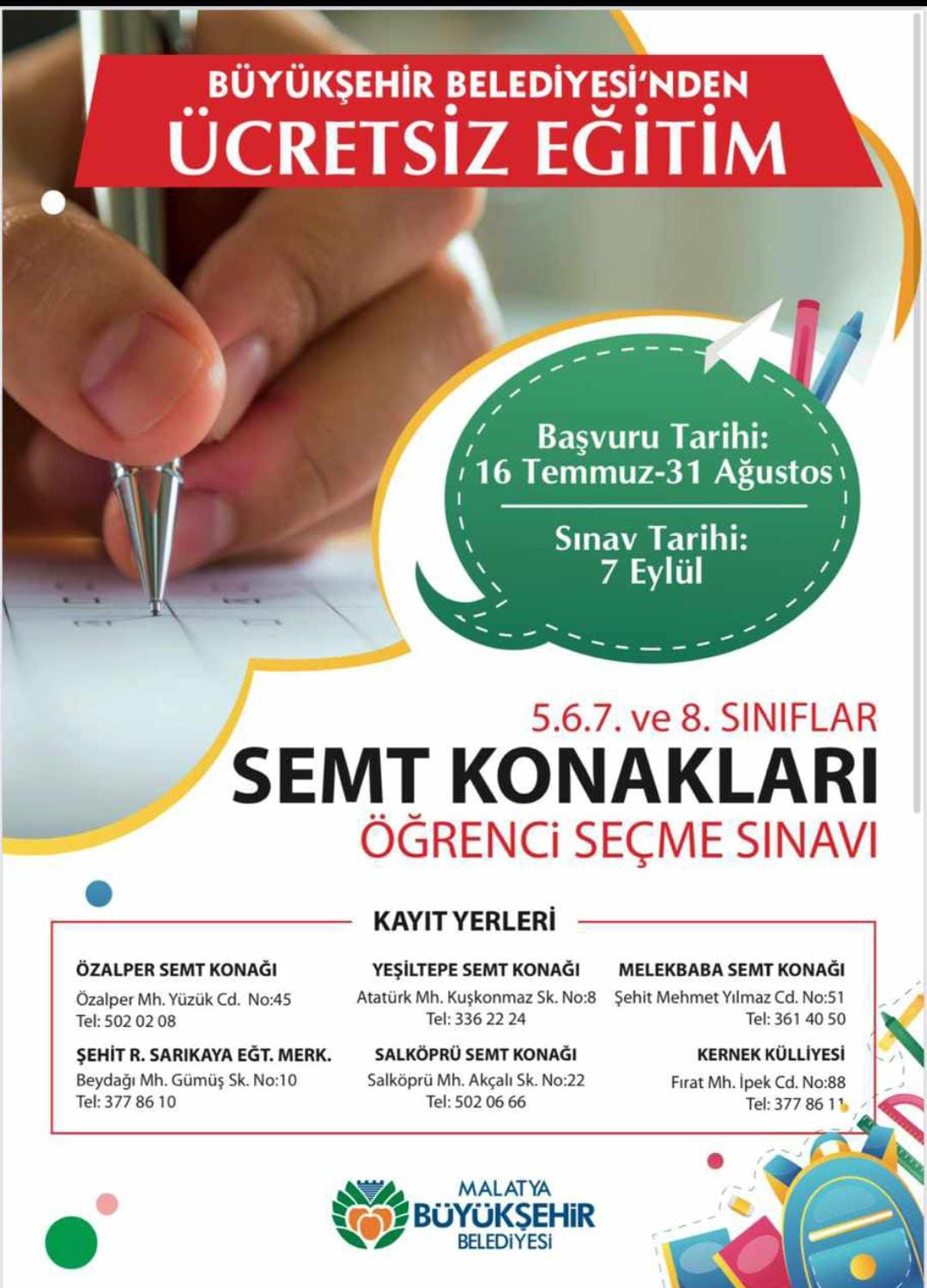 Semt Konakları Öğrenci Seçme Sınavı Kayıtları Başladı