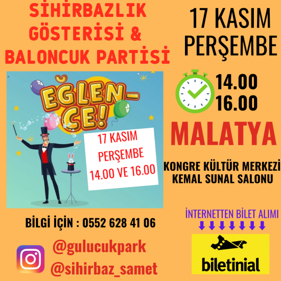 Sihirbazlık Gösterisi Malatyalı Çocuklarla Buluşarak