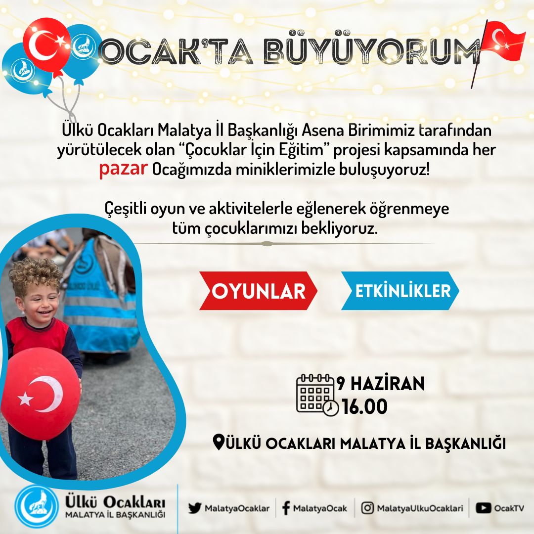 Ülkü Ocakları " Çocuklar İçin Eğitim-Ocakta Büyüyorum" Projesini Tekrar Başlattı