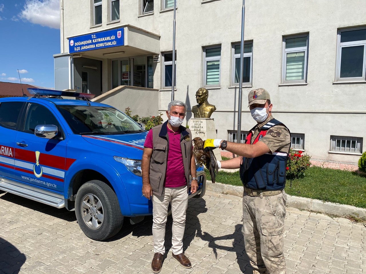 Yaralı şahine jandarma şefkati