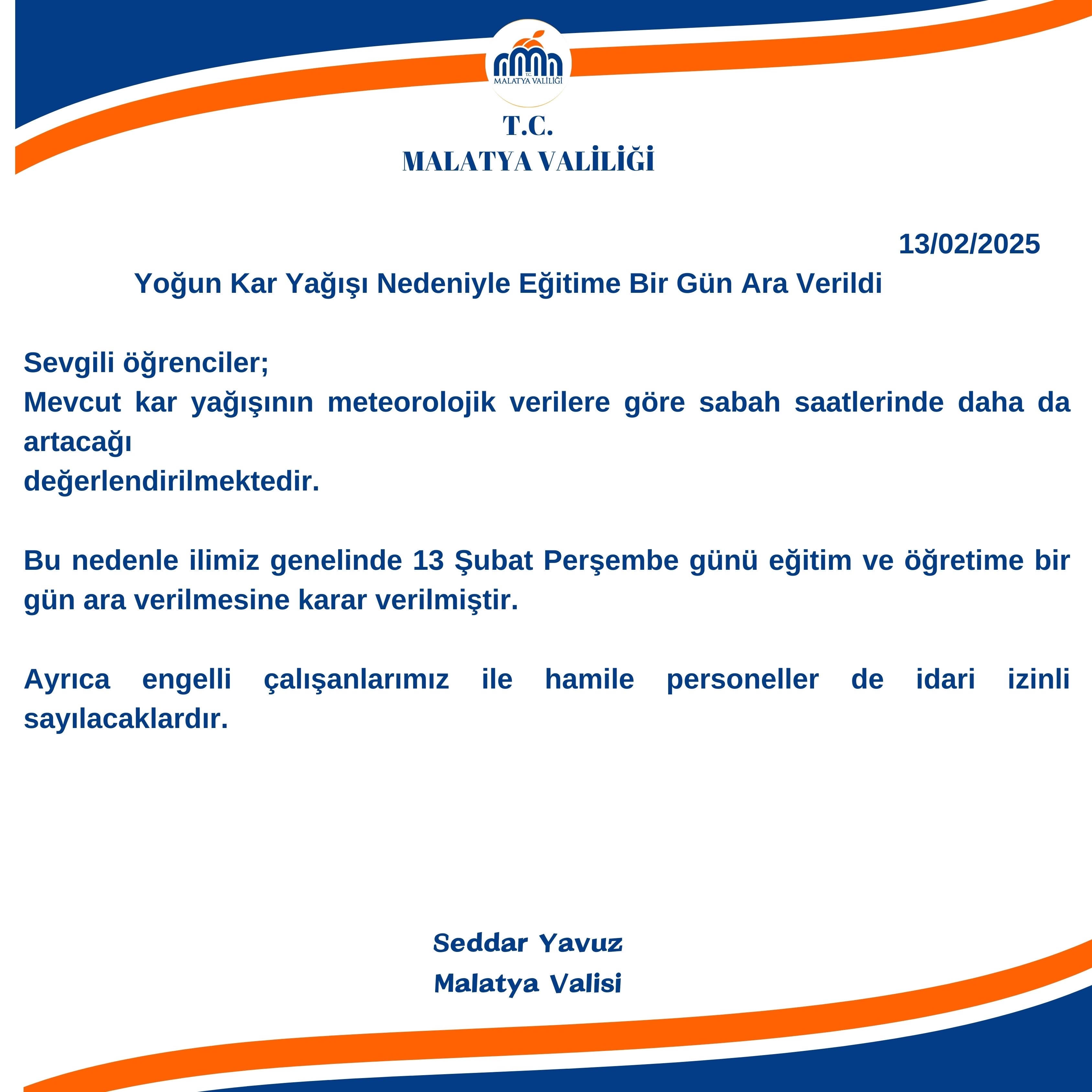 yarın okullara kar tatili