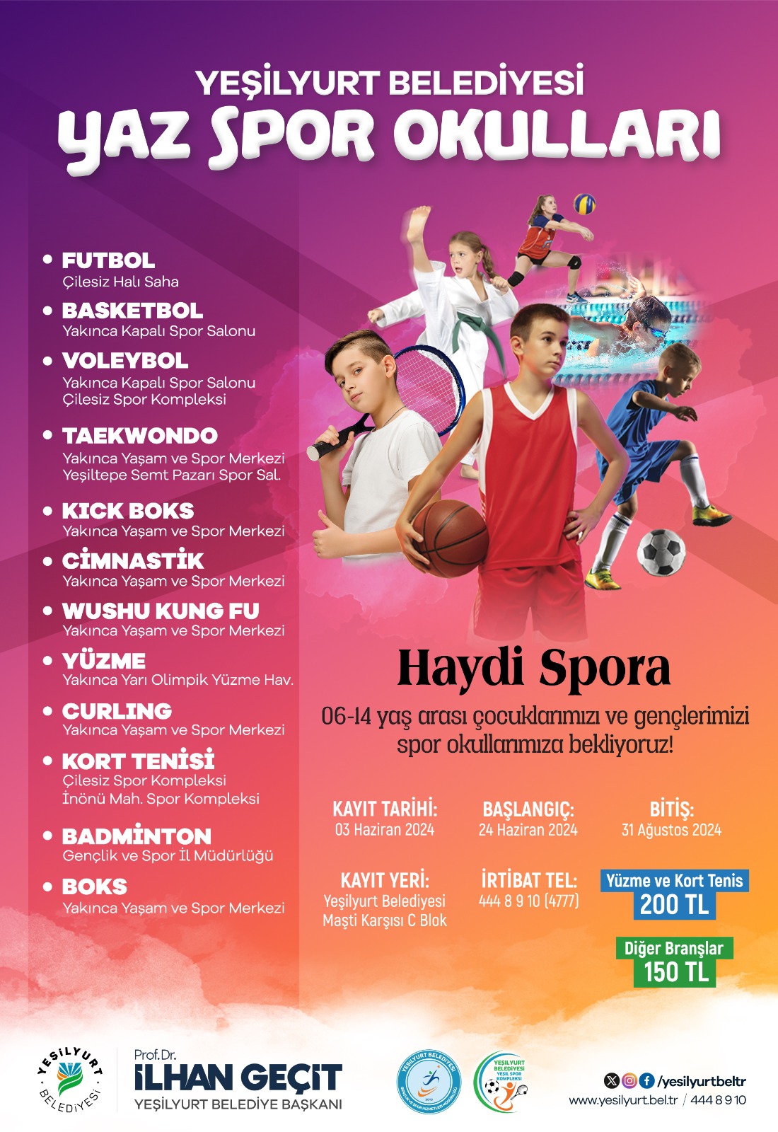 Yeşilyurt Belediyesi Yaz Spor Okullarında Yeni Dönem Kayıtları Başlıyor