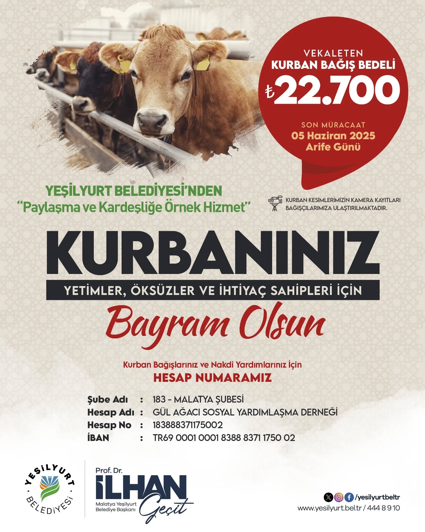 Yeşilyurt Belediyesi Yetim, Öksüz Ve İhtiyaç Sahipleri İçin ‘Kurban Bağış’ Hizmetini Başlattı